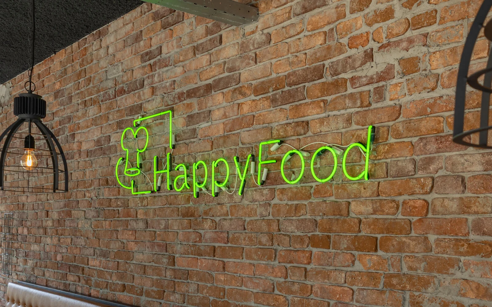 HappyFood-logo in neon
