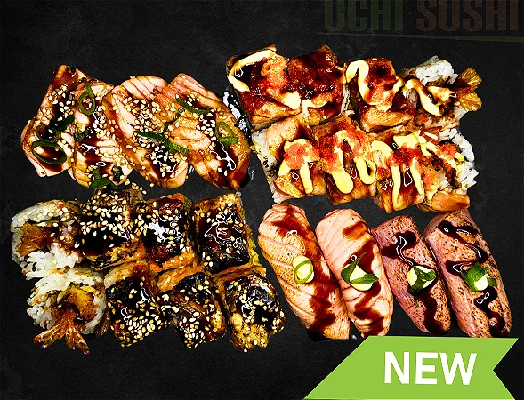 Flamed sushi-box van Uchi Sushi