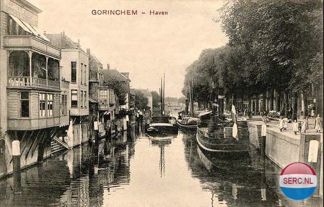 Gorinchem: De Havendijk (rechts van de haven) in 1918