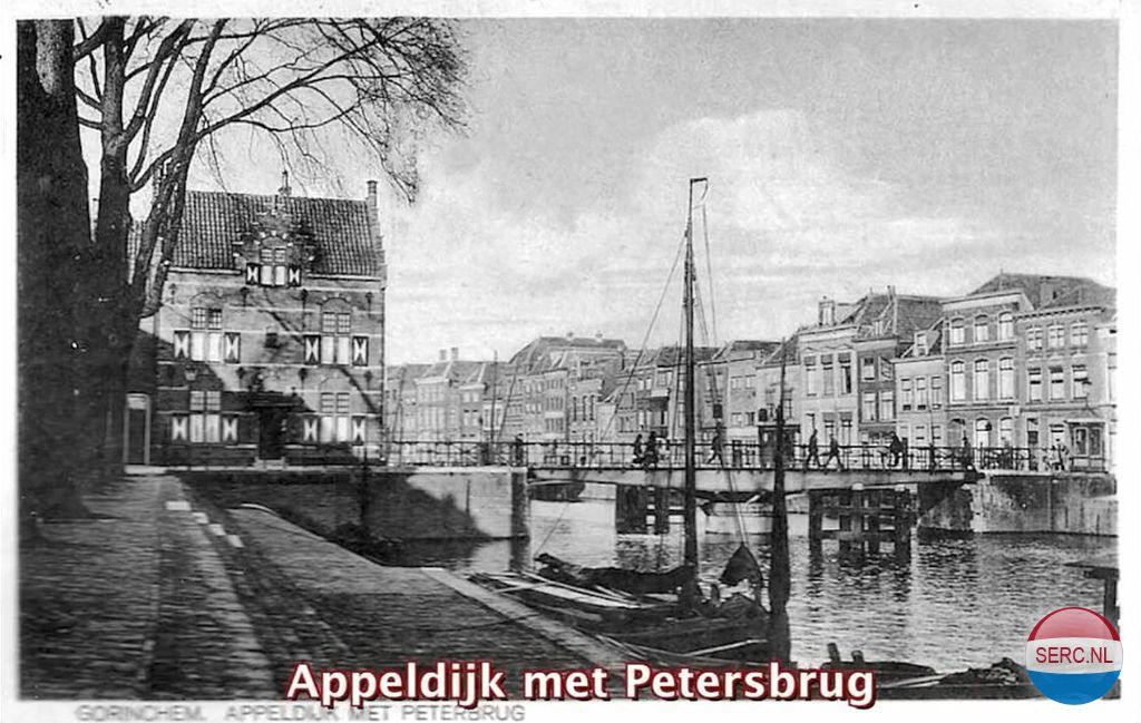 Gorinchem: de Appeldijk met de Petersbrug omstreeks 1923