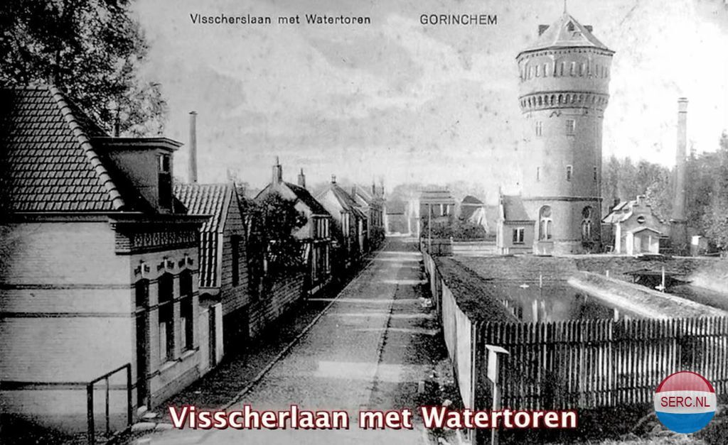 Gorinchem: De Visserslaan met de watertoren omstreeks 1924