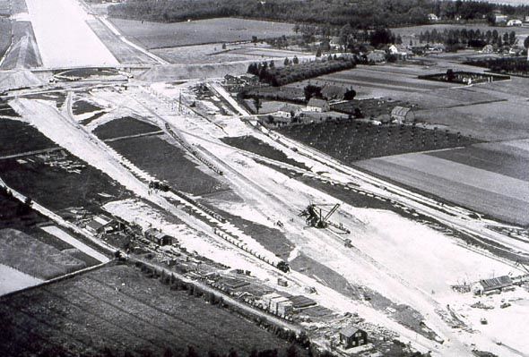 Nijmegen: Luchtfoto Nijmegen 1925 | Aanleg Maas-Waal Kanaal