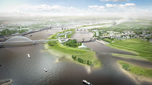 Nijmegen: De waalbrug in een mooi panorama