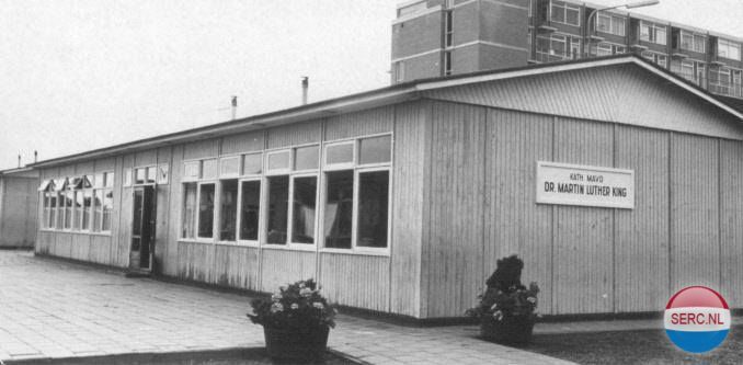 Nijmegen: Noodlokaal van de Dr. Martin Luther King MAVO in de Lankforst in 1970