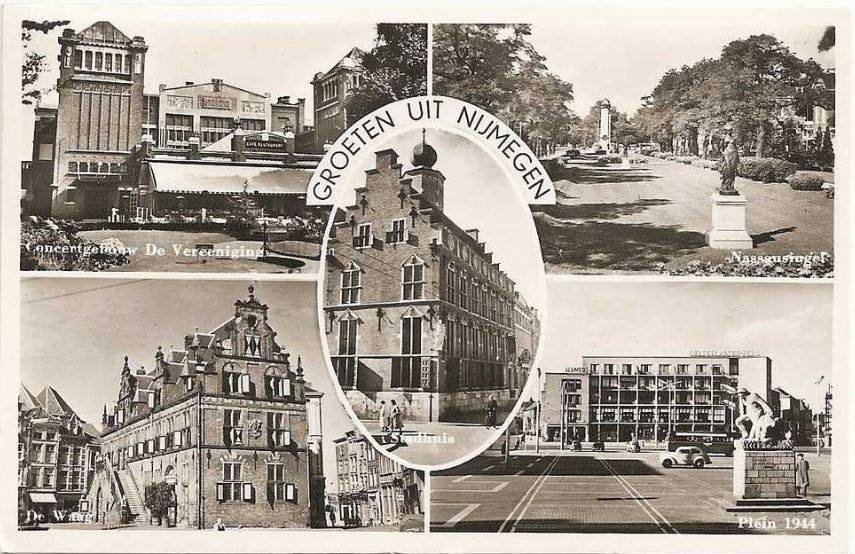 Een ansichtkaart van Nijmegen uit 1945