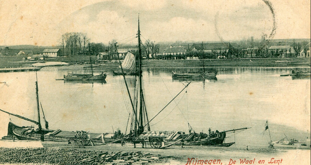 De Waal bij Nijmegen omstreeks 1900 met uitzicht op Lent