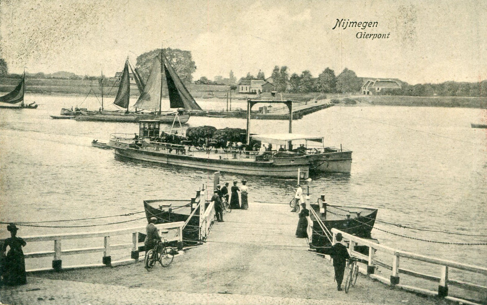 De gierpont op de Waal bij Nijmegen omstreeks 1920