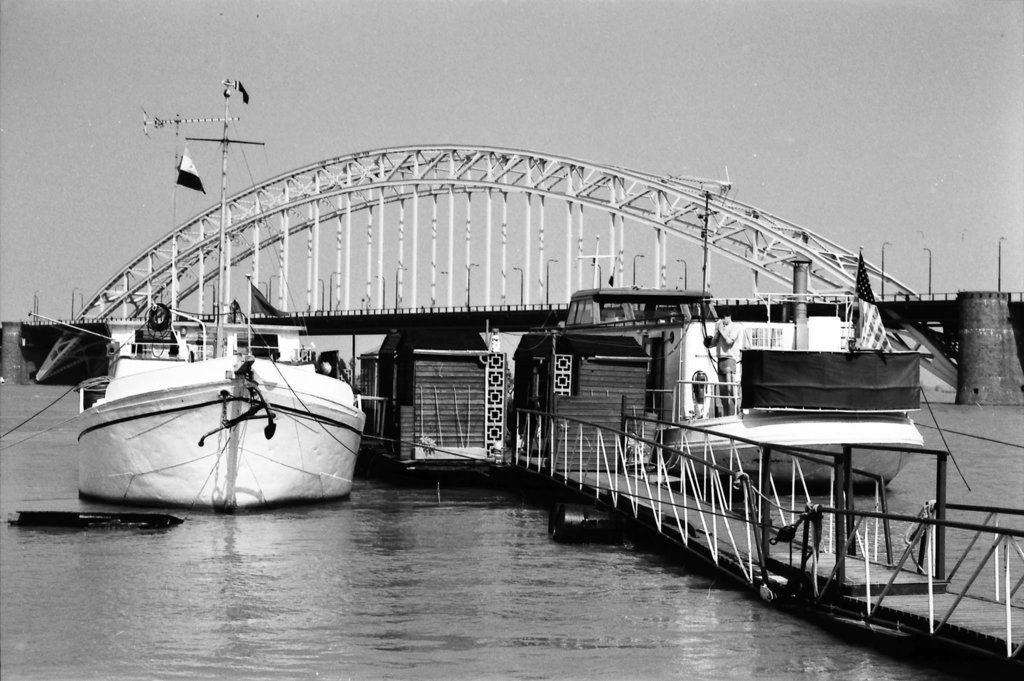 Hoog water aan de Waalkade in 1987