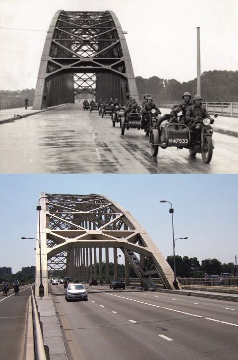De Waalbrug in Nijmegen in 1940 en in 2010